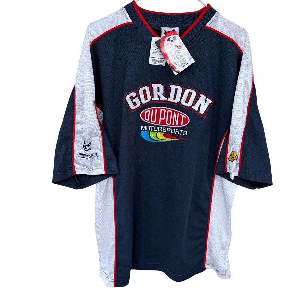 NEW Jeff Gordon Chase Authentics Jersey Style Shirt Large‎ Navy Racing Dupont